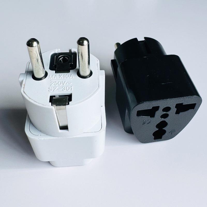 Embedded Diamond Swiss Conversion Socket: EU to Italian & Brazilian Plug Adapter with Three Round Pins. German Standard Two Round Pins - White