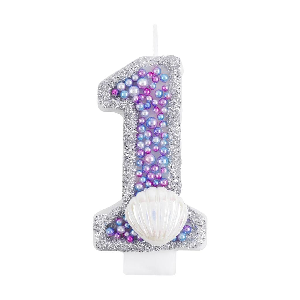 Birthday Candles, Pink Shell Sequins Blue Purple Pearl Boy Girl Birthday Cake for Mermaid Birthday Theme Birthday Decorations