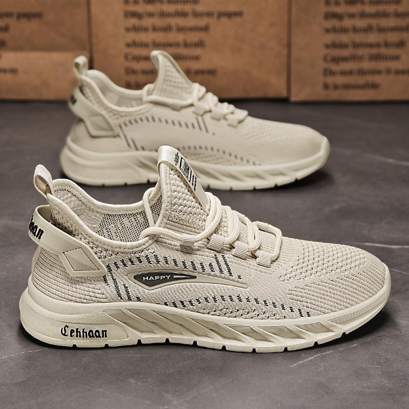 Men's shoes spring breathable thin soft sole lightweight fly-woven sports casual men's net shoes coconut para shoes tide