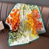 Simulation silk flower printing silk scarf square scarf high-end shawl sunscreen neck scarf headscarf scarf