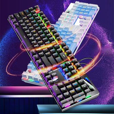 Silver Carving ZK3 Mechanical Keyboard - 87/104-Key, USB, Luminous Blue-Black Axis, Color-Matched for Gaming