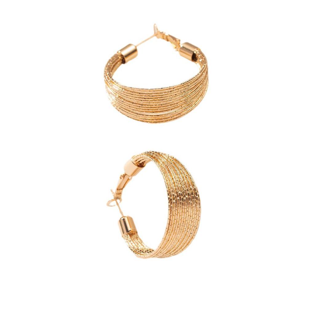 Elegant Gold C-Shaped Metal Ear Cuffs: High-End Multi-Layer Stud Earrings