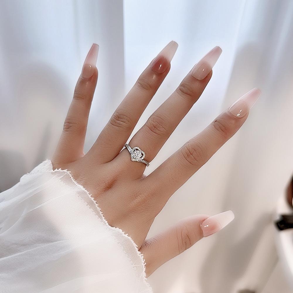 Anello Pavé a Cuore in Moissanite da 0,5ct, Argento 925 da Donna, Regalo di Matrimonio di Alta Gamma