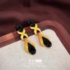 Elegant Gold-Plated Black Zircon Stud Earrings - Niche Design for a Luxurious Fashion Statement