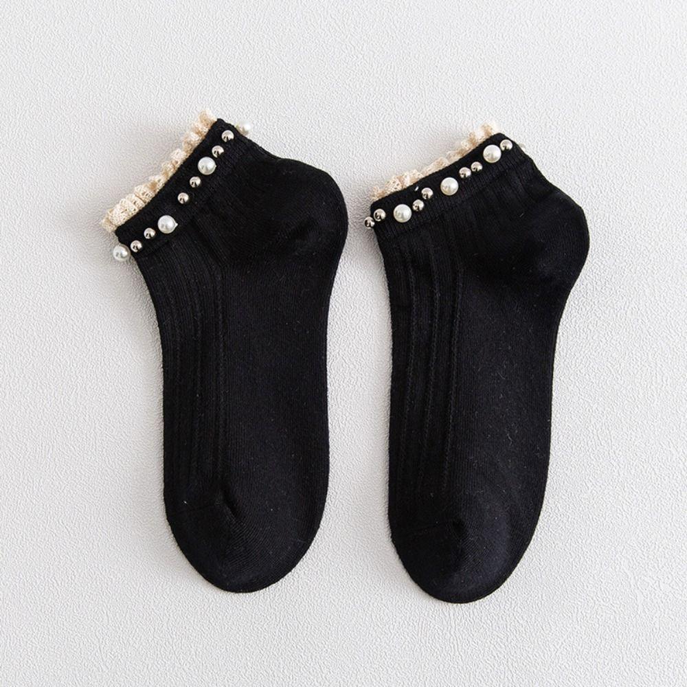 1Pair Breathable Lace Ruffle Socks Elastic White Frilly Socks Women Ankle Socks  Women Girls