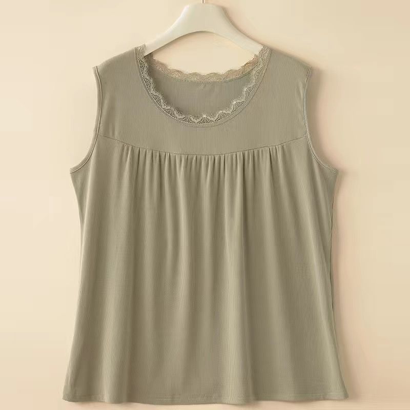 

Большой размер летний жилет для женщин среднего и пожилого возраста из модала, эластичный, без рукавов, большой размер, внешний ремень One size светло-зеленый