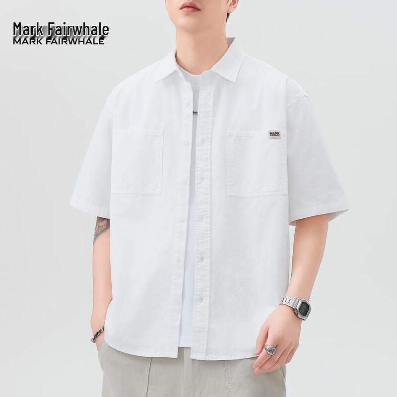 Mark Fairwhale Men s Cotton Short Sleeve Business Casual Shirt 4XL белый