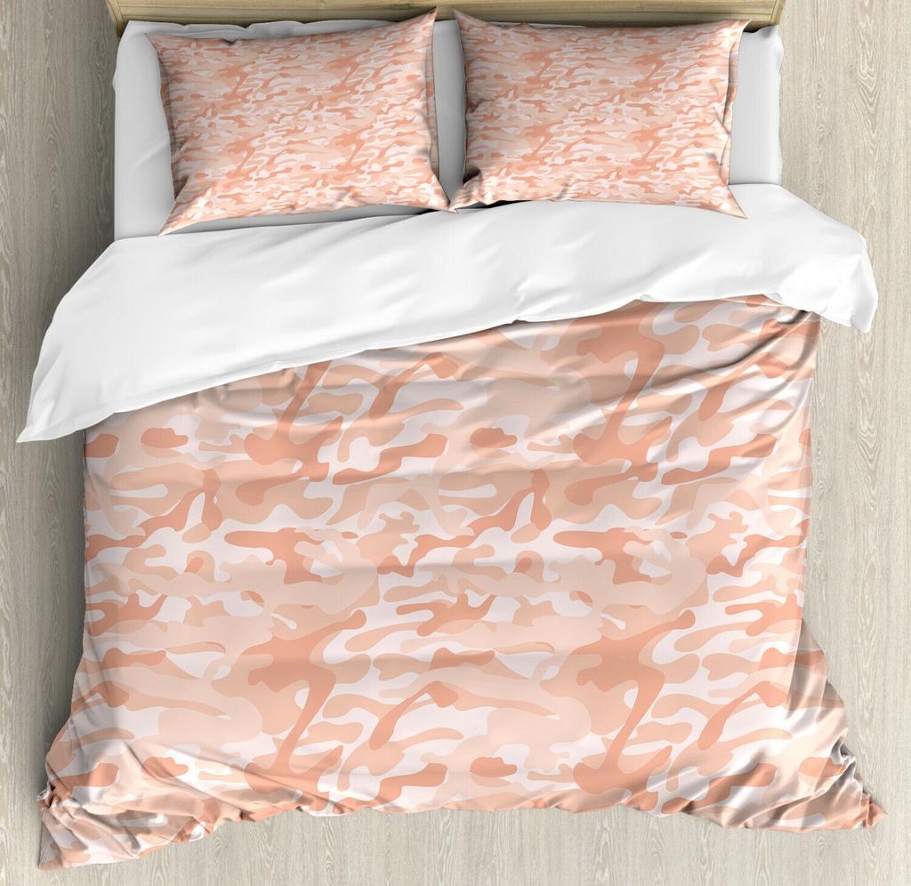 Camouflage Duvet Cover Set, Camouflage Concept Concealment Artifice Hide Force Uniform Pattern Fashion, 3 Piece Bedding Set