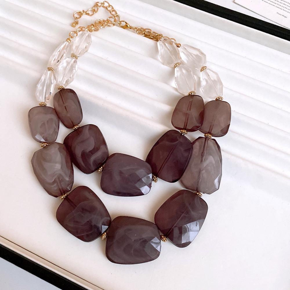 

Необычное акриловое ожерелье из бусин в два ряда, преувеличенная цепочка для ключицы, ожерелье из бусин, подарок чёрный