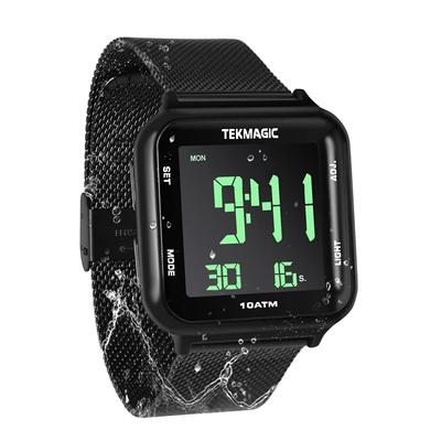 Digital Watch with Stainless Steel Strap Water Resistant To 10 ATM Swimming Watch Diving Watch Stopwatch Chronograph Alarm Clock Calendar with