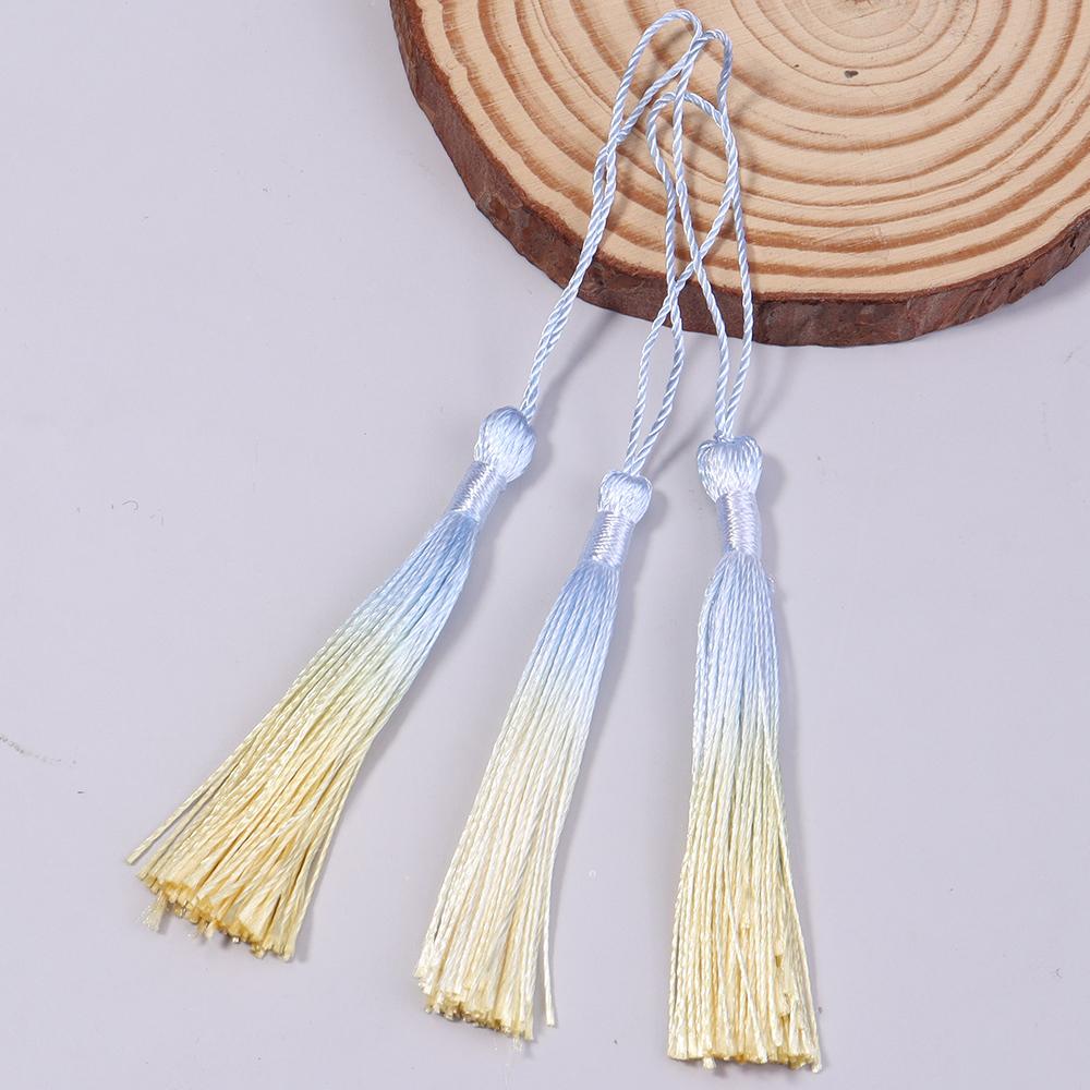 10Pcs 13cm Gradient Color Polyester Silk Tassels Bookmark Tassels Mini Tassels For DIY Crafts Jewelry Making Souvenir Bookmarks