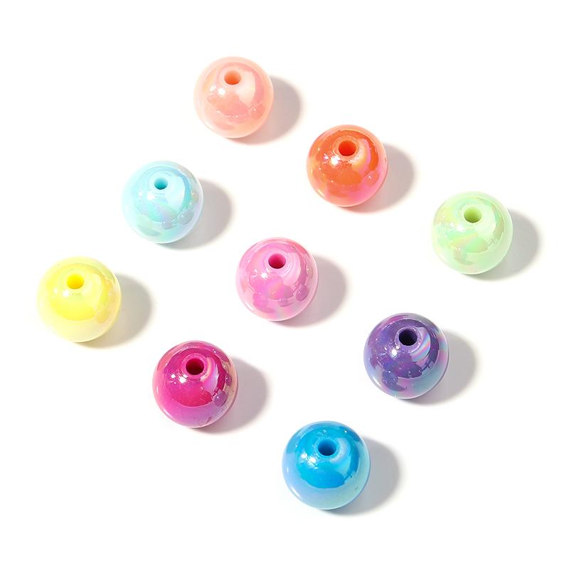8 10 12 14 16mm Acrylic Round Beads Colorful Glossy Loose Spacer Beads For Handmade Bracelet Making DIY Jewelry Accessories