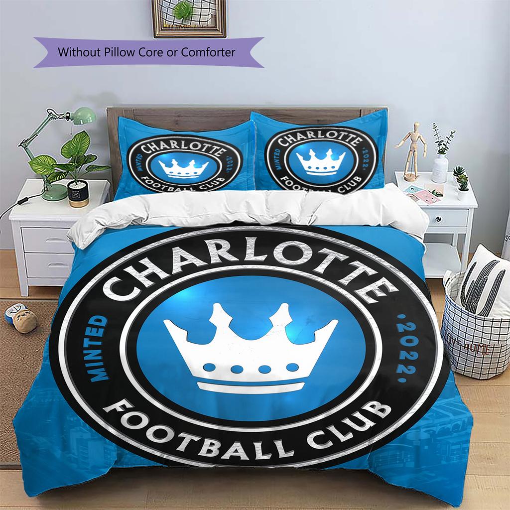 Charlotte FC Pattern Bedding Home Decoration Birthday Gift (1 * duvet cover + 2 * pillowcase, without core)