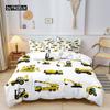 Boys Cartoon Car Duvet Cover Bedding Set Construction Vehicles Comforter Cover Kid Cartoon Machinery Truck Soft Polyester Decor