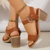Fashion Bohemia Ethnic Weave Straps Sandals Women Square Toe High Heels Sandals Women 2025 Summer Casual Beach Ankle Strap Shoes