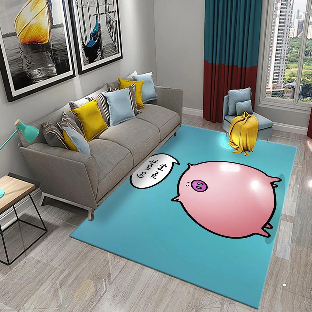 Cute Cartoon Pig Carpet Lovely Animal Floor Mat for Bathroom Decor Carpet Non-Slip for Living Room Kitchen Bedroom Doormat Mats