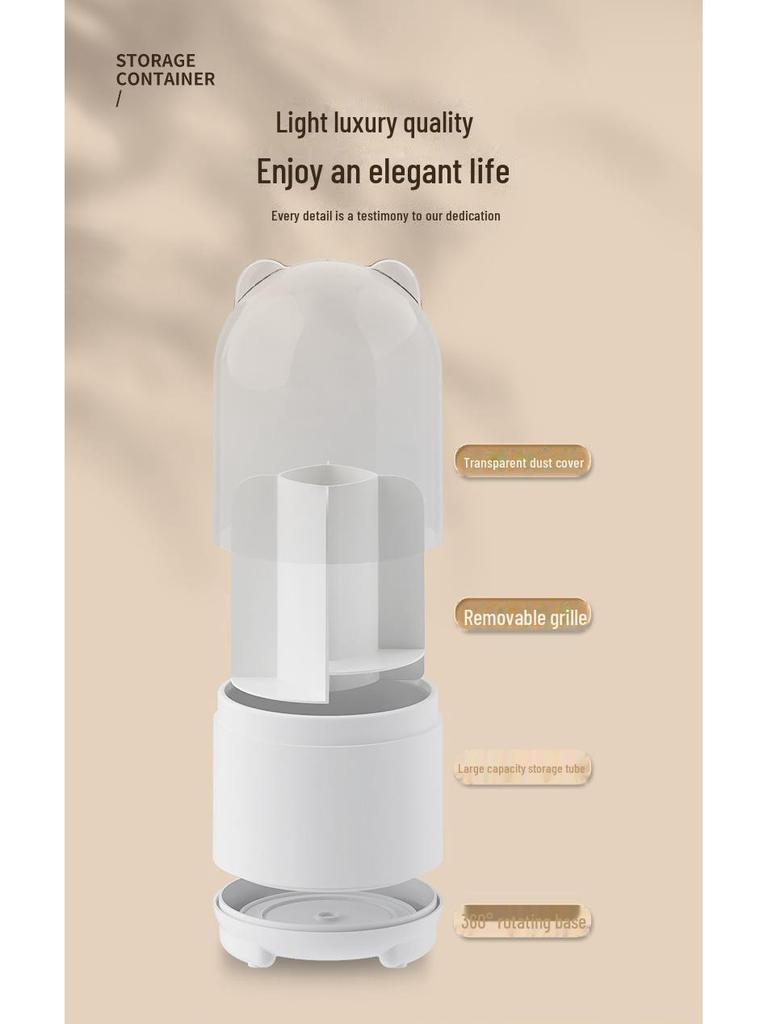 360° Drehbarer Transparenter Make-up- & Stifthalter - Staubdichte Aufbewahrung für Pinsel, Lippenstifte und Lidschatten.