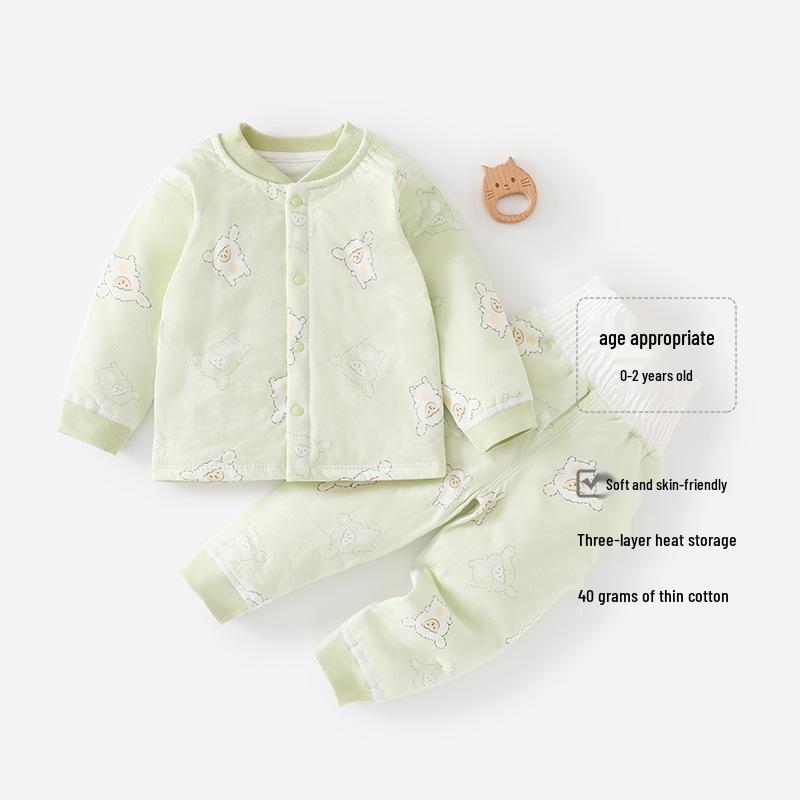40g Baby Baumwollunterwäsche & Pyjama-Set - Hohe Taille, Bauchschutz, Herbst/Winter Wärme