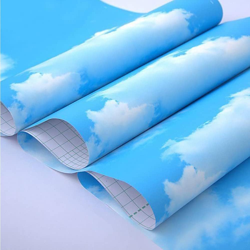 

1pc Blue Sky 3D Wallpapers DIY Self Adhesive Home Decor Waterproof Wall Stickers Living Room Background Mural Peel and Stick 100cm небо синє кольору