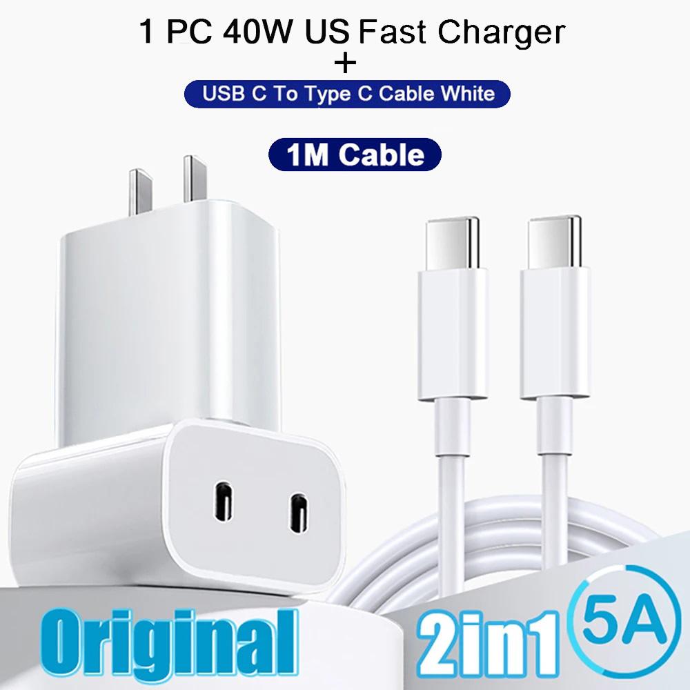 40W USB C Charger Dual PD Fast Charging Adapter Quick Charge For iPhone Xiaomi Samsung Mobile Phone Charger Type C EU/US Plug