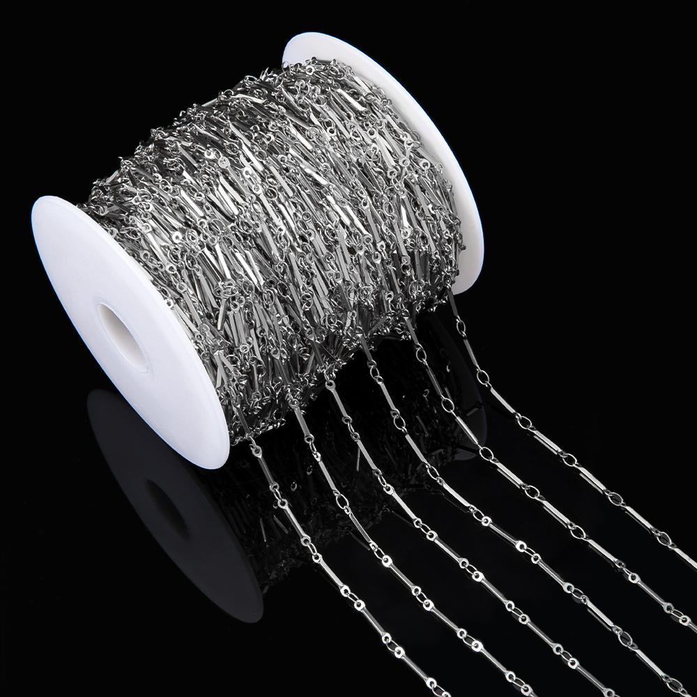No Fade 1Meter Stainless Steel Gold & Silver Color Twist Stick Link Chain Bulk Chains for DIY Necklace Bracelet Jewelry Making