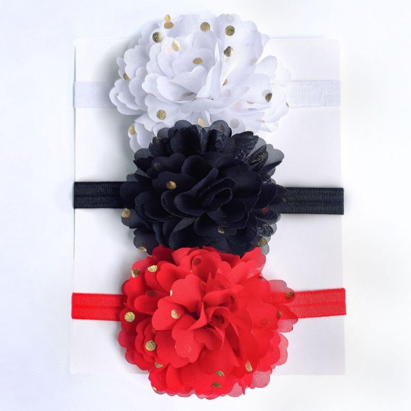 

Baby 3pcs headband set, princess hair accessories, baby candy color bronzing flower headscarf, children s hair rope.
