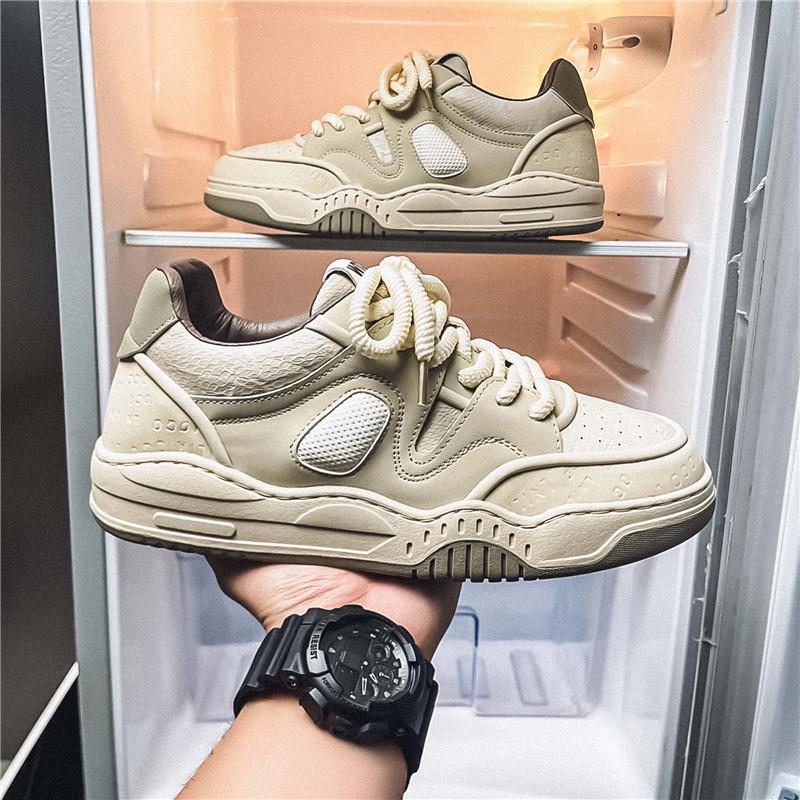 

Мужские повседневные модные кроссовки для скейтбординга на четыре сезона, удобные для студентов, трендовые кроссовки для мальчиков с мягкой подошвой, дышащая обувь 44 бежевый