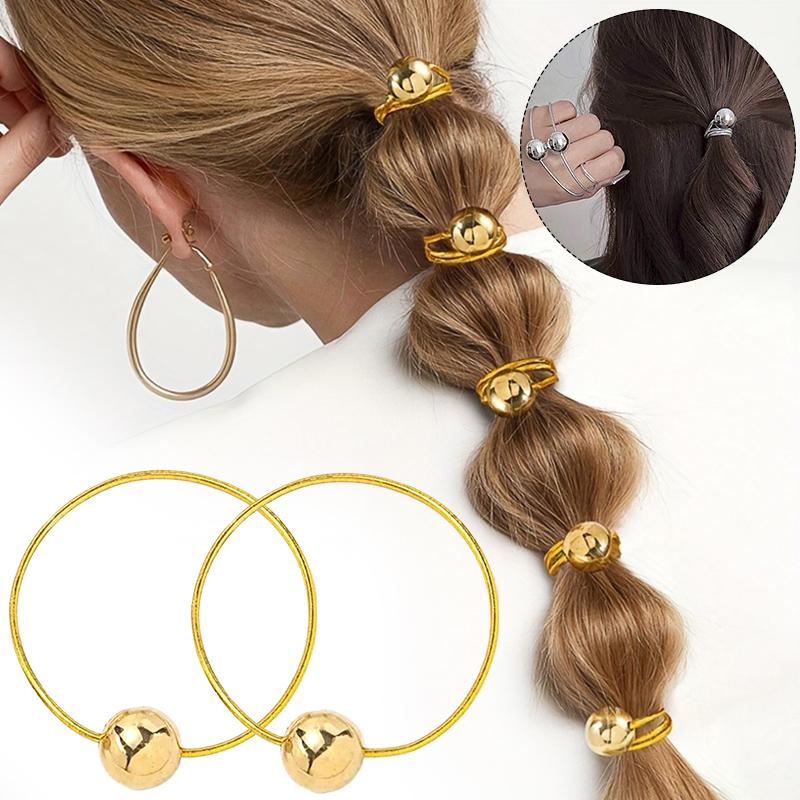 1/4 PCS Headwear Elegant Ball Designs High-End Headbands Korean Style Hair Rings Ultra-Bright Hairpins Simple Gold/Silver Headrope