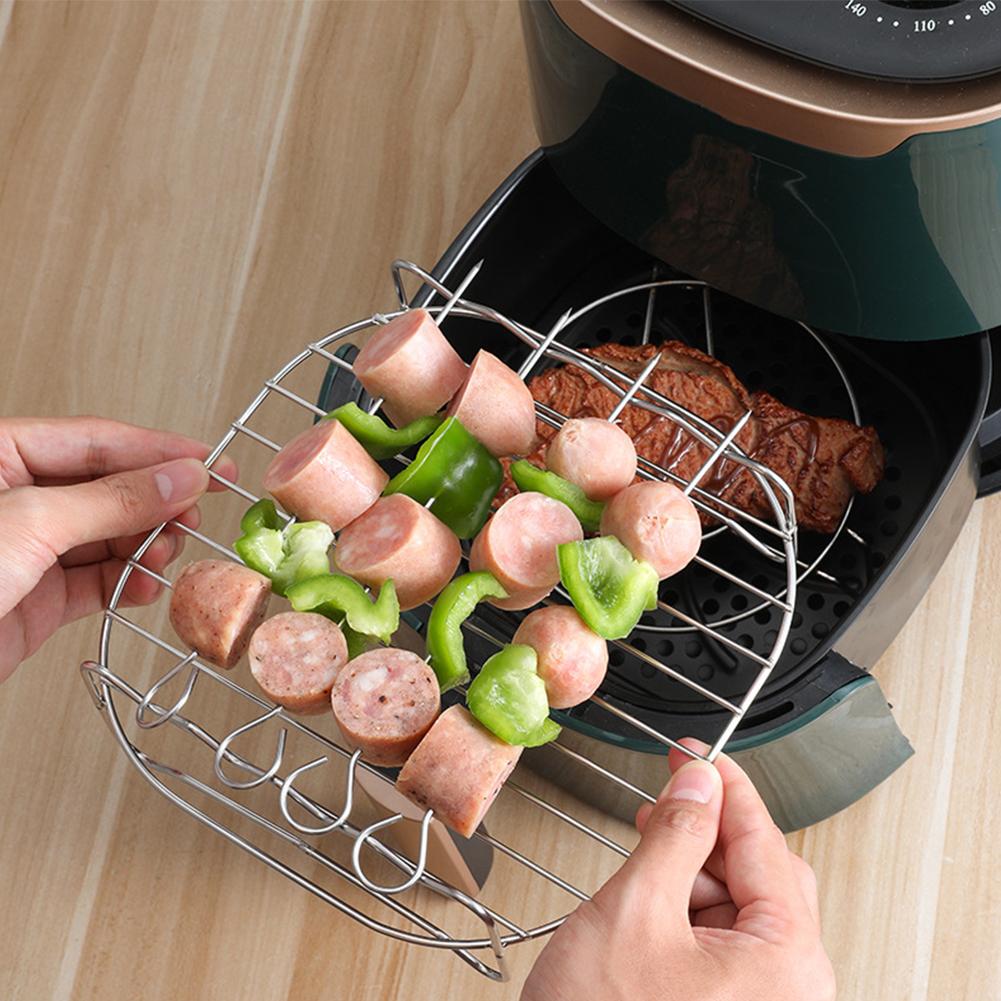 Air Fryer Stainless Steel Rack Tray&Steaming Racks Air Fryer Tools Baking Pan BBQ Gril Baking Cooker Accessories Cooking Tools