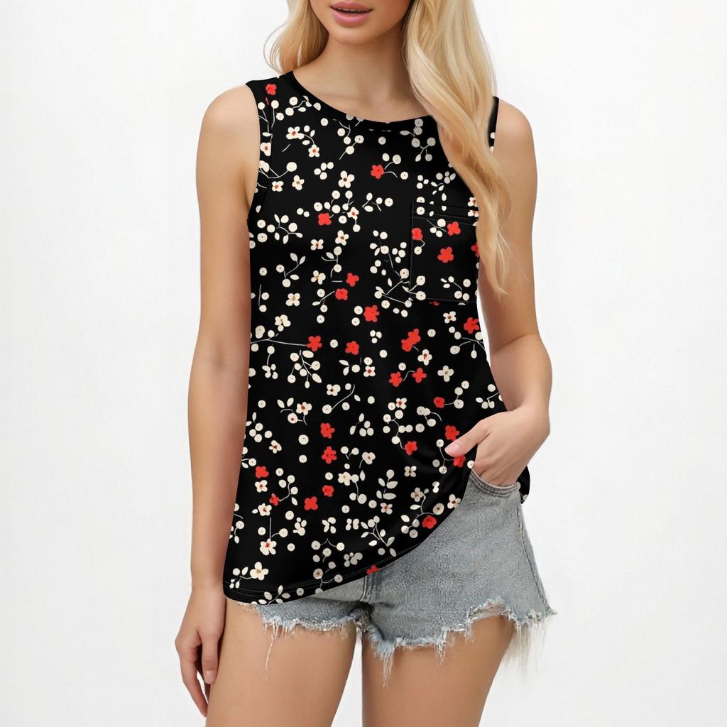 Women's Tank Tops 2025 Loose Fit High Neck Summer Top Dressy Casual Sleeveless Shirts With Pocket