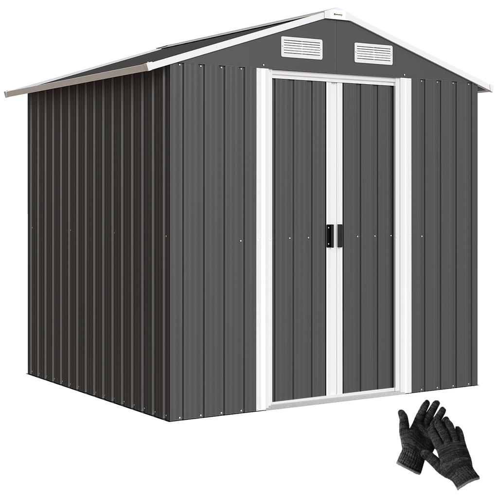 Garden Shed In Steel with 2 Sliding Doors, Black, 2.6 M²