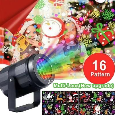 Yousheng Christmas Projector High Brightness 16 Patterns Design Large Projection Area Indoor Outdoor Xmas Party Lamp Snowflake Projector