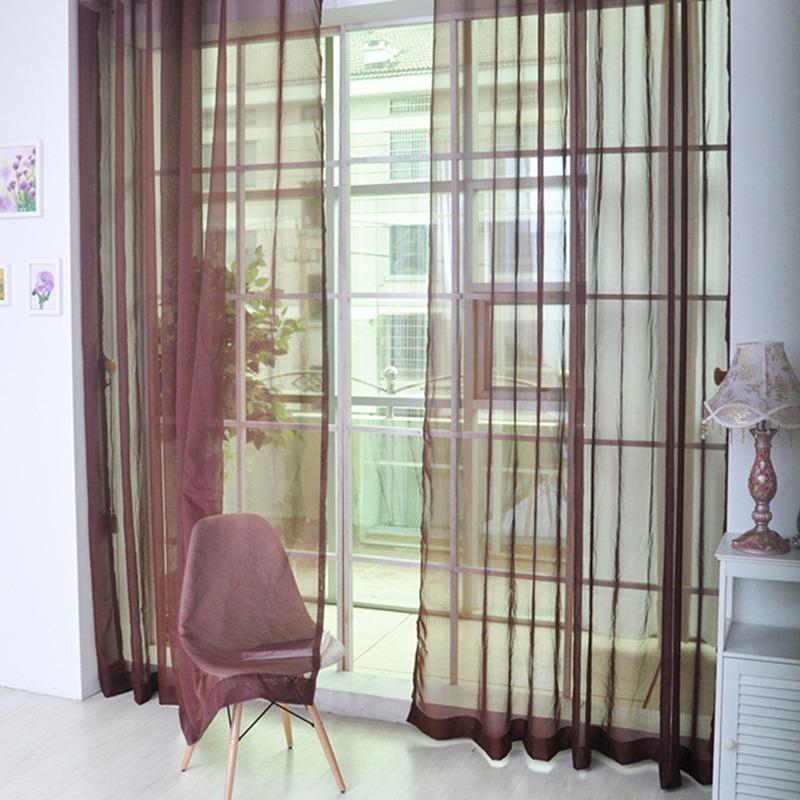 Simple Voile Solid Sheer Tulle Curtains Decoration Window Curtains Living Room The Bedroom Window Screening Panel Cortinas