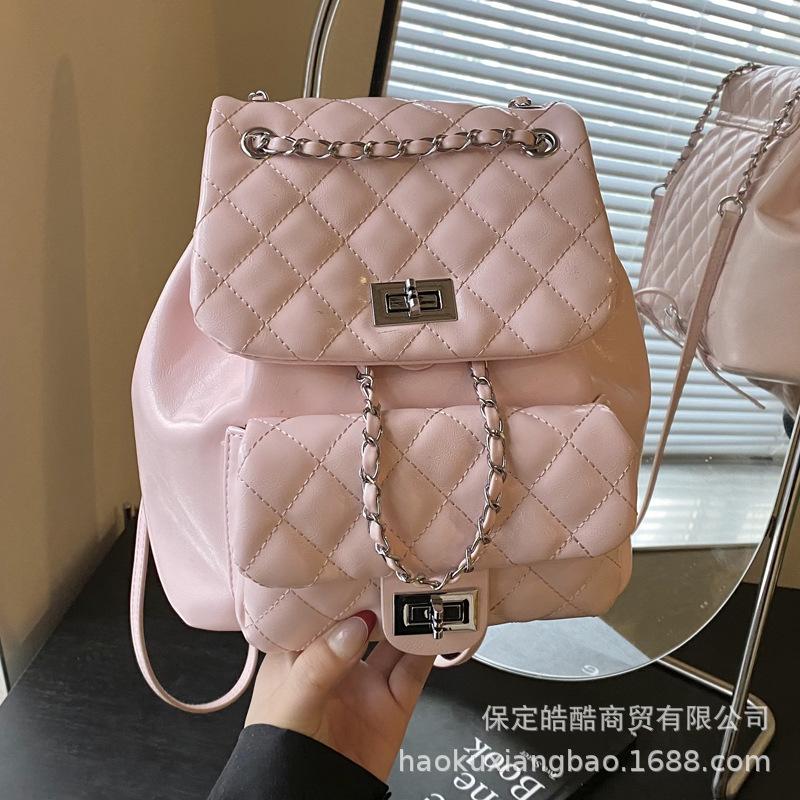 Rhombus chain bag women's spring and summer 2025 new fashion niche design backpack high-end versatile messenger bag