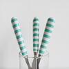 Retro Pattern Dessert Cutlery / Mint Stripe