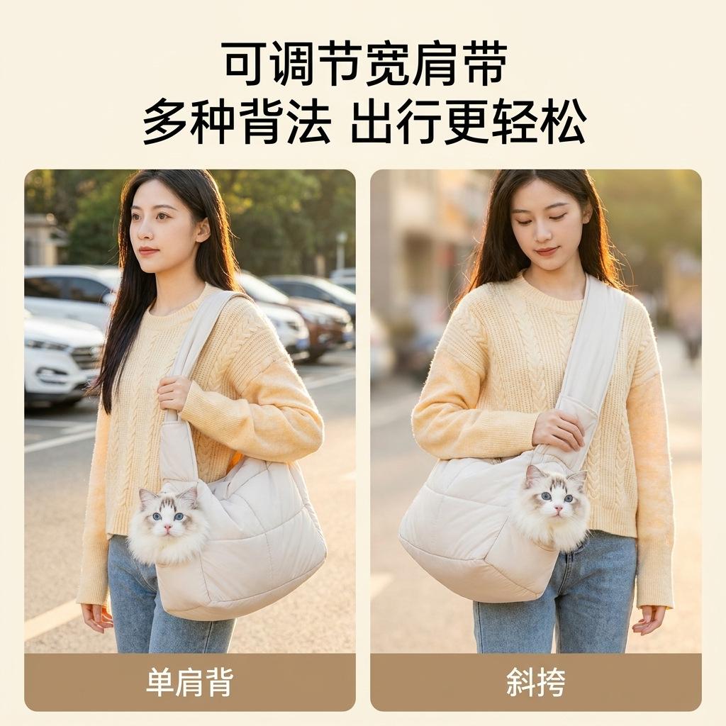 Pet Large Capacity Cat and Dog Shoulder Cross Bag Warm Cat and Dog Bag Pet Travel Bag Pet Carrier