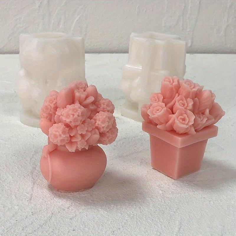 1PC DIY Tulip Bouquet Ornament Handmade Mold 3D Hydrangea Vase Aromatherapy Candle Silicone Mold
