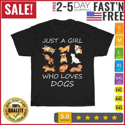 Nur ein Mädchen, das Hunde liebt Vintage T-Shirt Herrenmode 2023 Damen T-Shirt Kurz