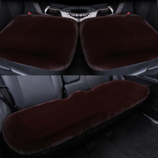 3Pcs/Set Winter Plush Warm Anti-Slip Car Front Rear Seat Pad Cushion Cover Set