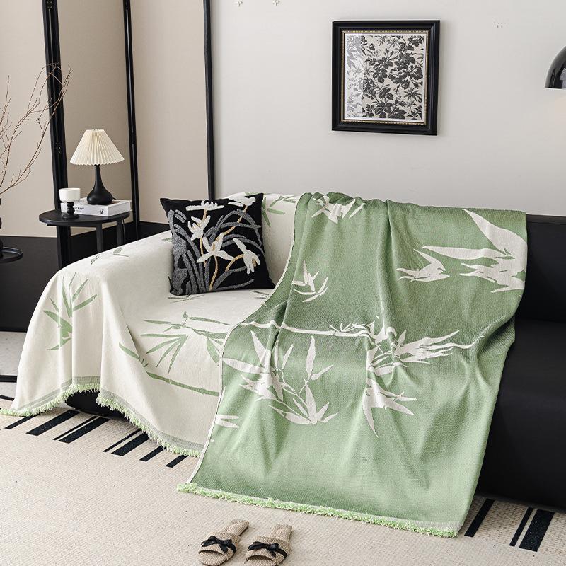 Chinese Style Cool Bamboo Shadow Chenille Sofa Towel Four Seasons All-Inclusive Sofa Cover Dust Cover One-Piece Sofa Cover Cloth