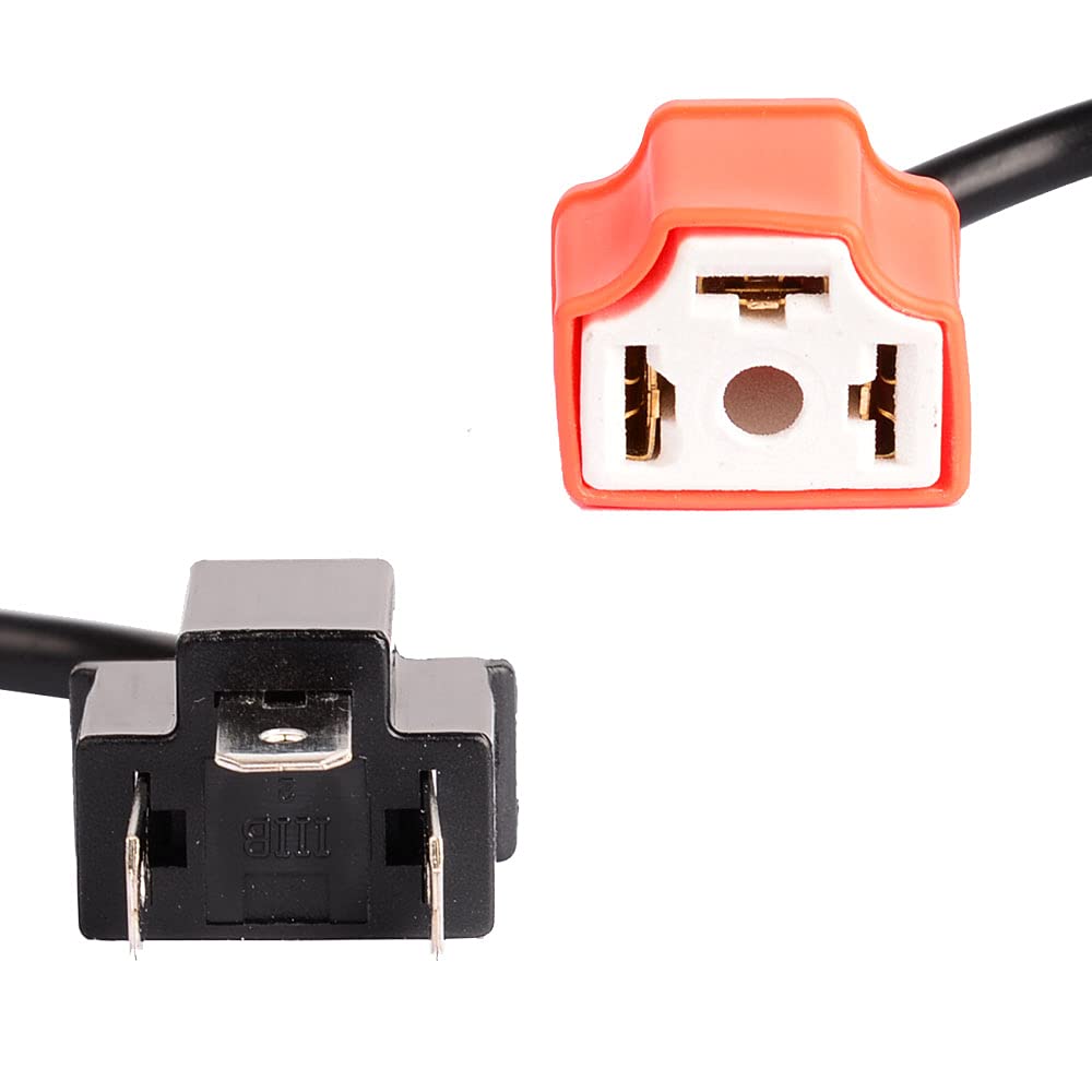 H4 Ceramic Socket for 9-16V, HID/LED Compatible, High Beam Indicator, Non-Illuminating, High Beam, Resistive Wiring, Relay Less, Set of 2