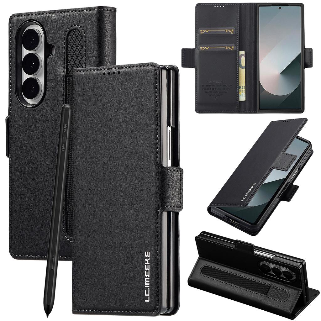 Slim Pu Leather Flip Phone Case for Samsung Galaxy Z Fold 7 Fold6 5 4 3 Pen Slot Magnetic Buckle Card Holder Wallet Stand Cover