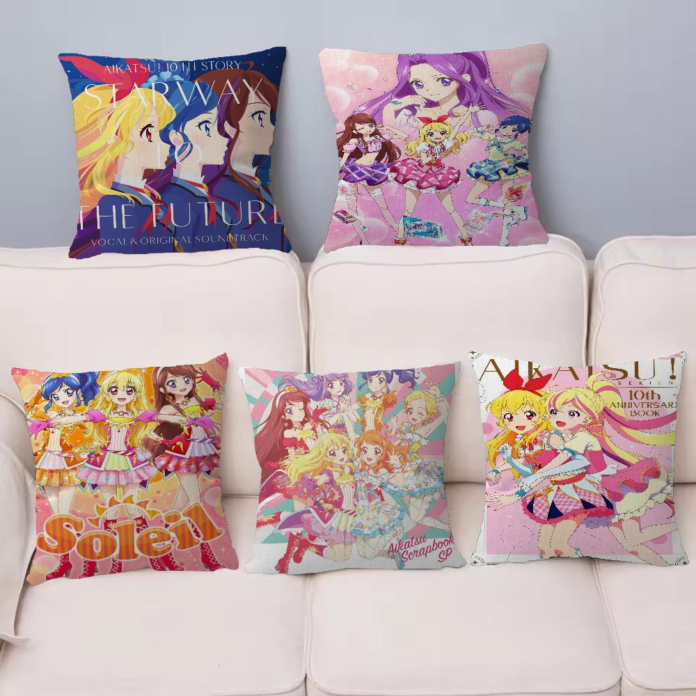 Aikatsu On Parade! Anime Cushion Cover Car Throw Pillow Case For Sofa Car Christmas Gift 40x40cm 45x45cm