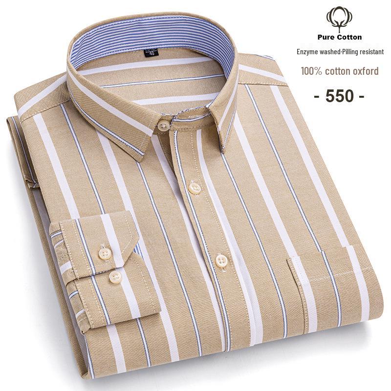Men's Plus Size Plaid Oxford Cotton Long-Sleeve Shirt