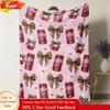 Dr Pepper Flannel Leopard Print Bow Throw Blanket Perfect for Sofa Bed Office Camping Cozy Nap Blanket
