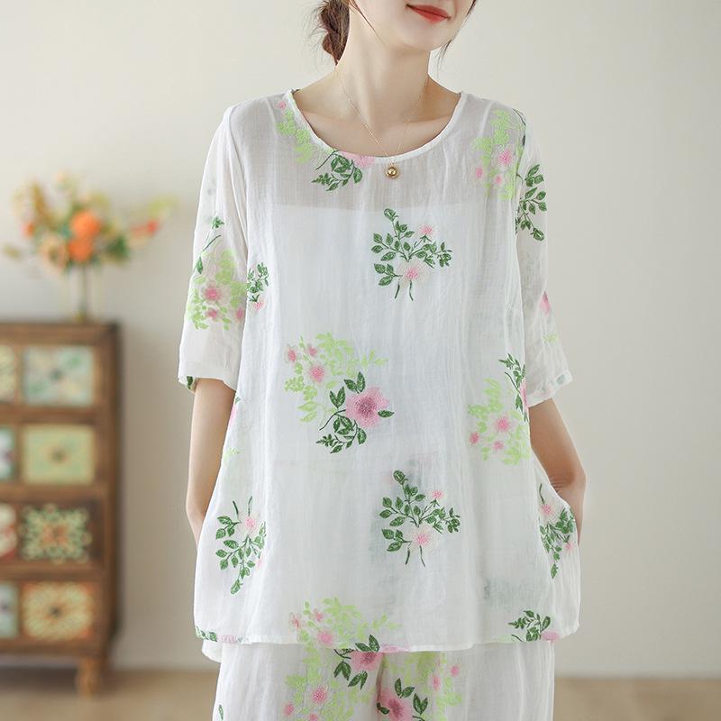 

Original Design Heavy Embroidery Women s Fairy Lightweight Plus Size Tea Ceremony Top Extra Extra Large белый