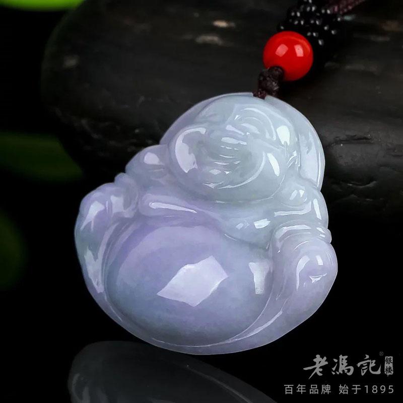 Natural Jadeite A-grade Spring Color Buddha God Thick Zhuang Atmospheric Style Pendant