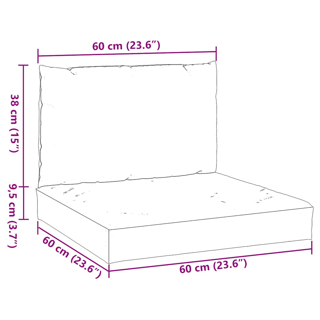 2 Piece Pallet Cushion Set Leaf Pattern Oxford Fabric