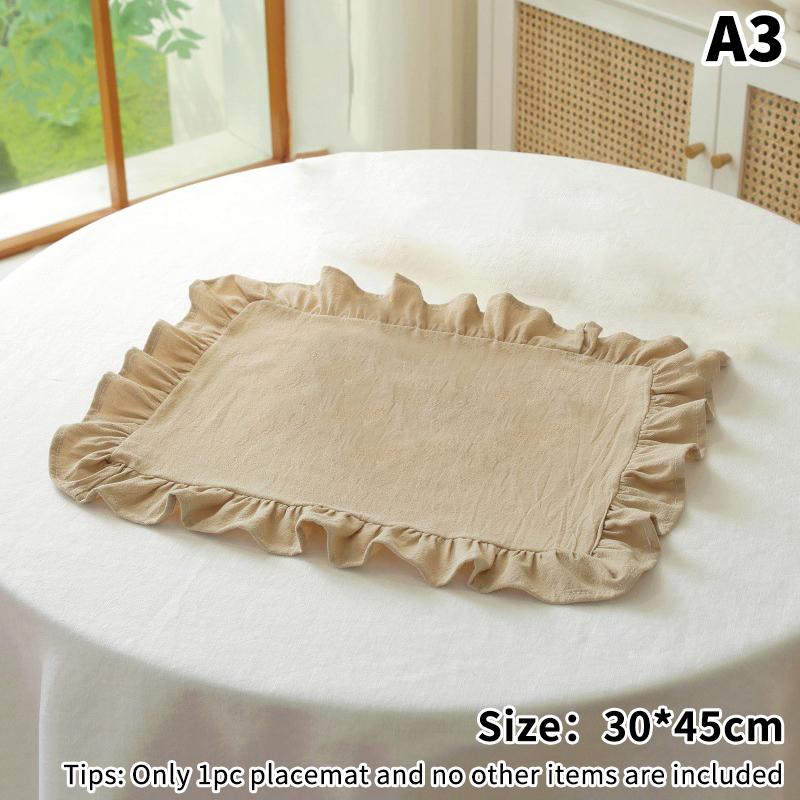 Minimalist Stripe Ruffle Placemat Coffee Table Mat, Baking Food Photography Napkin Home Desktop Decoration&