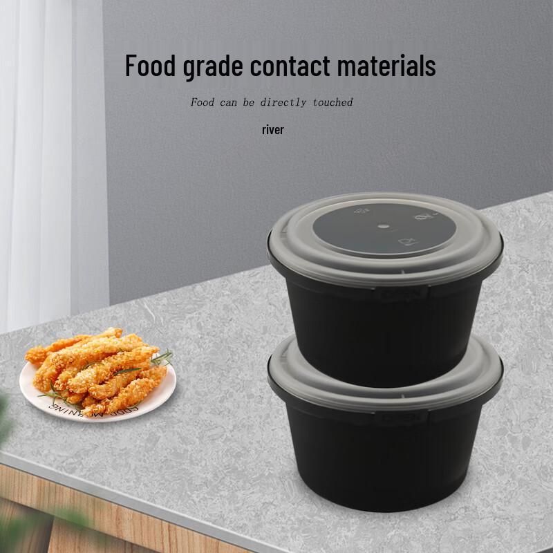 Disposable 16oz Black Plastic Soup Container with Secure Lid